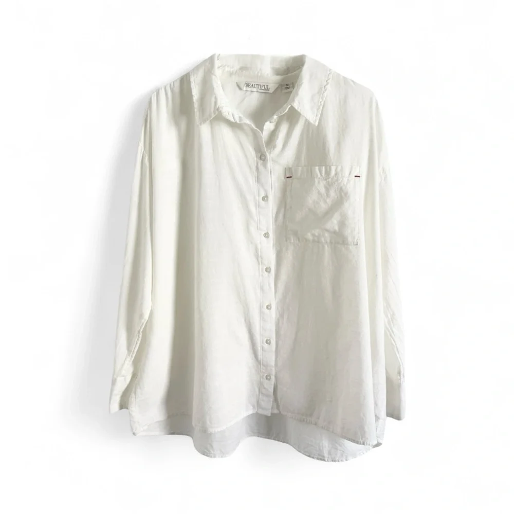 BEAUTIFUL BY LAWRENCE ZARIAN COTTON BOYFRIEND SHIRT PLUS SZ 1X - Picture 3 of 5